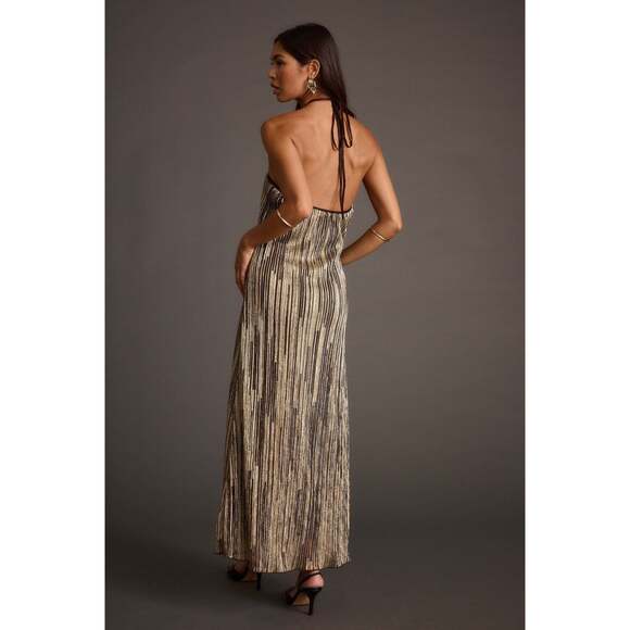 12th Tribe Prism Metallic Halter Maxi Dress Size M - Picture 2 of 6